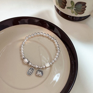 Pulsera de plata S925 con perlas y amuleto de la suerte, regalo de joyería para mujer - Product Image 2