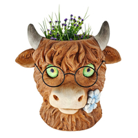 Patung Sapi MGO Highland untuk Dekorasi Taman, Pot Bunga Lucu, Ornamen Rumah, Hadiah Kreatif