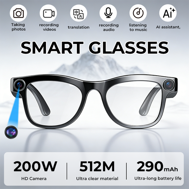 2026 New AI Smart Glasses with Photo and Video Capture, Voice Calls, Music, Travel, and Translation,Long Battery Life