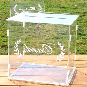 Custom Clear Acrylic Wishing Well Wedding Card Box With Slot