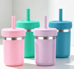 304 Stainless Steel 15oz Kids Sippy Cup Shockproof Silicone Cover Insulated Portable Straw <b>Water</b> <b>Bottle</b> Durable <b>Toddler</b> Cup - Product Image 5