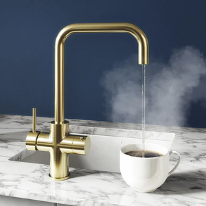 Rubinetti estraibili a doppio lavello in ottone <span class=keywords><strong>miscelatore</strong></span> a manico singolo rubinetti da <span class=keywords><strong>cucina</strong></span>, rubinetto per acqua bollente istantaneo <span class=keywords><strong>nero</strong></span> opaco con Boiler e filtro - Product Image 1
