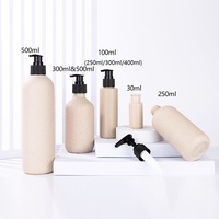 Récipient vide en plastique biodégradable de paille de blé écologique contenant cosmétique de fournitures d'hôtel avec pompe à shampoing de luxe en or