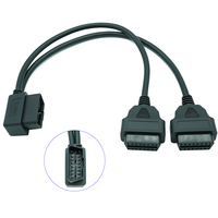 Câble OBD2 OBD mâle à 2 câbles de connexion de diagnostic femelle pour l'interface de connecteur d'outil de diagnostic