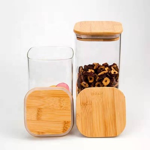 500ml 12pcs Set High Airtight Kitchen Food Glass Storage Container Organizers Bamboo Lids Spice Jar for Kitchen