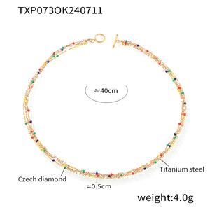 Set di Gioielli in Acciaio Inossidabile Stile Bohémien con Design a Catena Multistrato e Perline Smaltate Colorate - Product Image 2