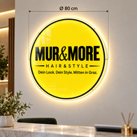 Enseigne LED circulaire en acier inoxydable personnalisée de 25 à 120 cm, éclairée, en acrylique, double face, pour affichage en magasin, enseigne électrique