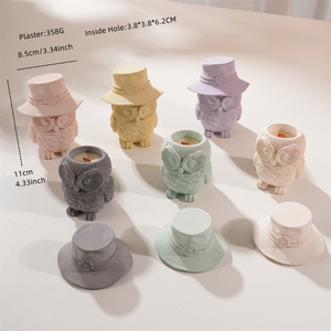 <strong>Owl</strong> <strong>Candle</strong> Jar Concrete Silicone Mold <strong>Owl</strong> Wax Melt Burner Plaster Storage Silicone Mould <strong>Owl</strong> <strong>Candle</strong> <strong>Holder</strong> Mold - Product Image 3