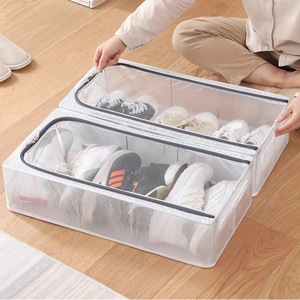 Clothing Organizer Foldable Shoe <b>Storage</b> <b>Box</b> With Lid Stackable Rectangle <b>Drawer</b> Type For Home Use - Product Image 1
