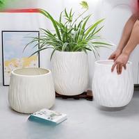 Pot Bunga Resin Sederhana Kreatif dengan Baki Terbuka Lebar Termasuk untuk Tanaman Golden Money Tree Black Diamond, Cocok untuk Ruang Tamu dan Penggunaan Luar Ruangan