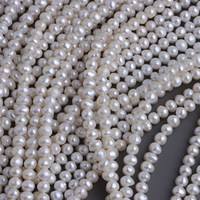 Perles de culture d'eau douce baroques naturelles blanches de qualité AAA, 5-6 mm, forme galet irrégulière, percées sur le côté, brin de 39 cm, pour bricolage