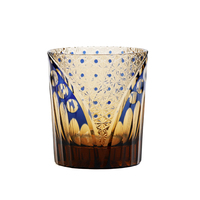 Gobelets en verre à vin bleu rubis à l'ancienne avec logo personnalisable, soufflés à la main et coupés à la main, style japonais moderne et classique pour bars