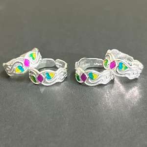 Nouvelle bague pour femme en argent sterling, style ethnique et hip-hop, sertie à griffes, avec ouverture émaillée motif goutte d'eau, très demandée - Product Image 1