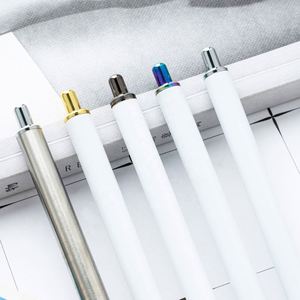 Stylo bille blanc personnalisé avec autocollants en cristal DIY, design métallique rétractable, cadeau personnalisé, en stock - Product Image 2