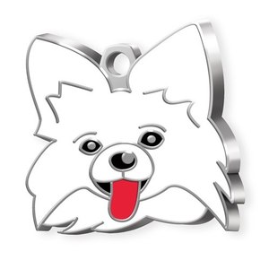 Placa de Identificación para Perro, Modelo Papillon, de Metal Blanco, para Collares de Perros - Product Image 1