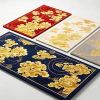 Alfombra de Nylon Roja Dorada con Diseño de Nubes Auspiciosas Chinas, Alfombra Comercial para Salones de Banquetes, Vestíbulos de Hoteles y Proyectos