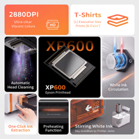 Impresora de Transferencia DTF XP600 de 21 cm, 2880x1440 DPI, Sistema de Agitación de Tinta Blanca de Precisión, Máquina de Impresión de Camisetas y Prendas A4