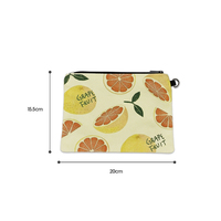 Ecologische canvas make-up tas met zacht handvat, sublimatieprint, draagbaar, ritssluiting, fruitmotief