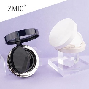 Boîte compacte ronde en plastique vide, monochrome noir et blanc, pour poudre et blush, avec double liner et coussin d'air, vente en gros - Product Image 1