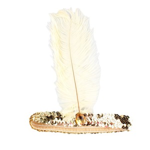 Fankasi Feather <b>Headband</b> Sequin <b>Black</b> Party Masquerade Costume Accessory - Product Image 5