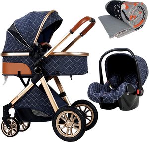 Système de voyage 3 en 1, poussette pour bébé, poussette haute paysagère anti-choc pour nouveau-né avec organisateur de poussette, poussette et accessoires - Product Image 3