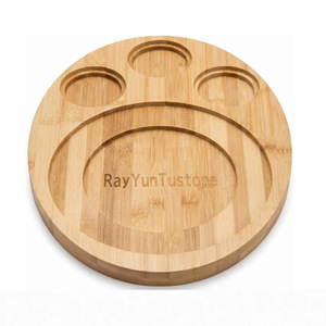 Wooden Serving <b>Tray</b> Round Multi Compartment Natural Wood Durable Eco Friendly Hotel Coffee Tea <b>Snack</b> Fruit Candy <b>Tray</b> - Product Image 3