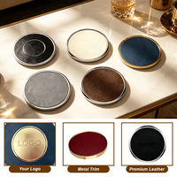 Sous-verres ronds en métal d'origine, sous-verres en cuir PU avec bord doré, multicolores, résistants à la chaleur, pour la maison et le bar