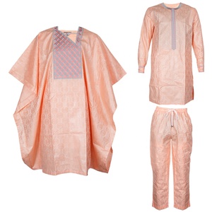 Vêtements africains pour hommes, ensemble <span class=keywords><strong>traditionnel</strong></span> Bazin Riche brodé, haut à manches longues, ensemble 3 pièces, Abaya musulmane pour hommes, Thobe - Product Image 4