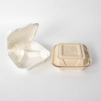 6 pouces biodégradable compostable alimentaire conteneur canne à sucre Bagasse Burger Hamburger boîte emballage pâte de papier à emporter boîte à déjeuner