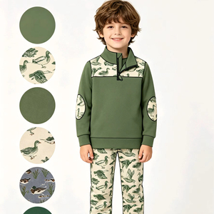 Ensembles de vêtements pour enfants personnalisés, style boutique, avec motif canards colibris, comprenant un pull et un pantalon de jogging pour petit garçon, assortis pour frères, vente en gros - Product Image 1