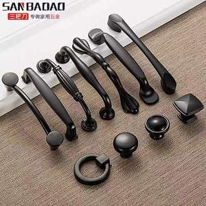 <b>Black</b> Aluminum Alloy Cabinet Handle Modern Minimalist Nordic Style Single Hole Round Drawer Wardrobe <b>Door</b> <b>Knob</b> - Product Image 1