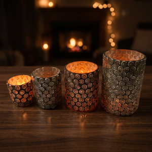 Support de bougie de Noël en verre fait main Sonnet Decor, scène forestière, impression numérique 1 couleur, modèle 2069, Uttar Pradesh, pour la maison - Product Image 2