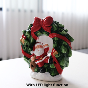 La nuova fabbrica della cina ha portato la luce Mini Santa giaceva sulla ghirlanda di Natale in ceramica di Natale ornamento appeso - Product Image 5