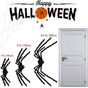 Décorations d'Halloween araignées géantes, araignées artificielles réalistes noires et poilues, grandes araignées pour l'intérieur, l'extérieur, la cour, le jardin, la fête, la maison - Product Image 3