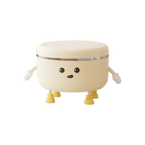 <b>Desktop</b> Trash Can Round Push Button Lid Large Capacity Indoor Home Bathroom Toilet Waterproof Design - Product Image 4