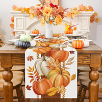 Chemin de table orange brûlé, motif feuilles de citrouille et carreaux Buffalo, pour l'automne, Halloween, Thanksgiving, idéal pour les fêtes à la maison