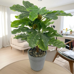 شجرة تين صناعية معتمدة بالأشعة فوق البنفسجية مخصصة للديكور الداخلي والخارجي للمنزل والمكتب مع سلة من حبل القطن - Product Image 3