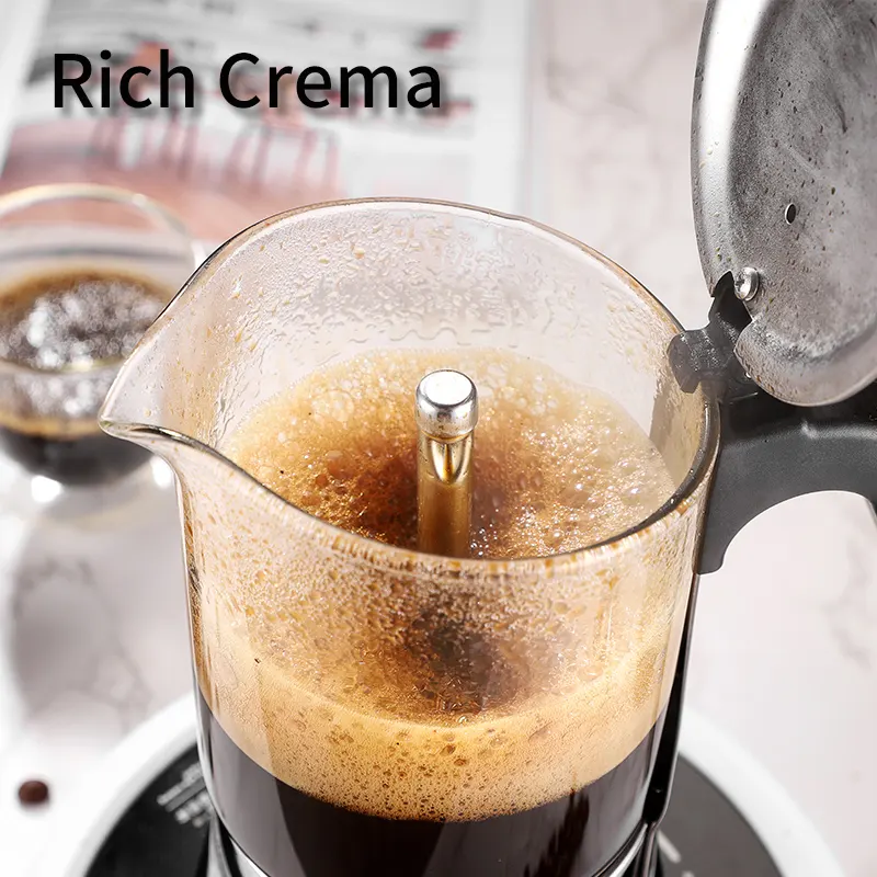 Cafeteira italiana, máquina italiana de espresso, mocha, 3/6/9 copos, máquina manual de vidro alto, resistente ao calor