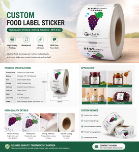 Customised high-tack adhesive waterproof vinyl labels for <b>jam</b> jars, tinned food and container packaging - Product Image 2