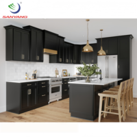 Armoires de luxe durables Rangement de meubles de cuisine Armoires de cuisine modernes en bois Armoires et comptoirs de cuisine noirs