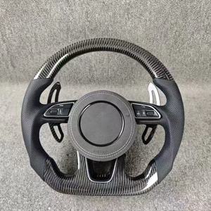 Volant sport en cuir carbone forgé avec surpiqûres blanches pour <span class=keywords><strong>Audi</strong></span> RS3 8Y RS4 RS5 B9.5 2020+ - Product Image 2