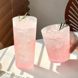 Stile <span class=keywords><strong>giapponese</strong></span> glassato <span class=keywords><strong>rosa</strong></span> gradiente tazza di acqua Collins tazze di succo freddo dritto bicchiere per bevande - Product Image 3