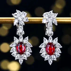 SGARIT factory wholesale price custom fine jewelry 18k white gold natural gemstone 1.08ct genuine natural red ruby earring stud