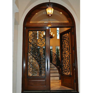 Puertas dobles de hierro forjado frontal de seguridad americana Fabricante profesional francés para Villa y apartamento de entrada moderna - Product Image 3