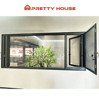 Ventanas de marco de aluminio a prueba de huracanes ultra estrechas personalizadas Ventana abatible de inclinación y giro con aislamiento de vidrio hueco doble