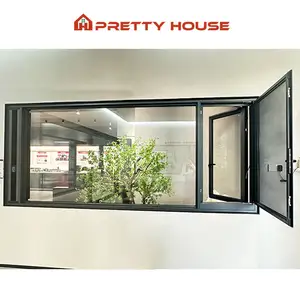 Custom Ultra Narrow Hurricane Proof Aluminium Frame Windows Double Hollow Glass Insulated Tilt Turn Casement Window