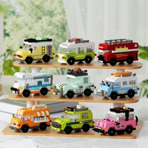 Micro blocs de construction, petites voitures, bus, modèles de véhicules tout-terrain, articles décoratifs en plastique ABS, jouets éducatifs pour enfants - Product Image 2