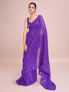 Vestidos de noche de secuencia de Bollywood, saris elegantes con diseños únicos - Product Image 2