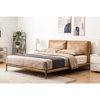 Grands Möbel Kingsize Verstellbares Bett Minimalistisches Kunstleder-Polsterbett Eichenholzrahmen Umweltfreundliches Luxus-Hotel-Heim-Bett
