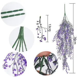 Tanaman gantung plastik dekorasi, dekorasi tanaman plafon ruang tamu, anggur, bel hijau, gantung buatan